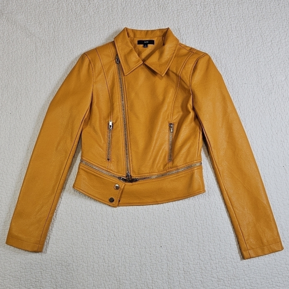 FATE Yellow Mustard Faux Leather Moto Jacket